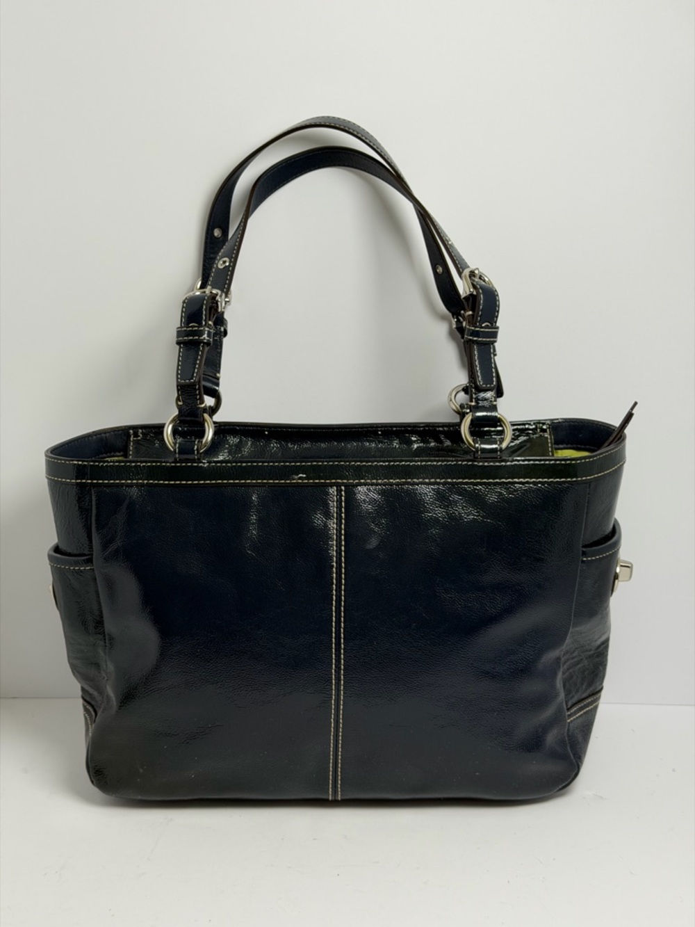 Coach Y2K East West Gallery Midnight Pleated Patent Leather Tote - Picture 5 of 12